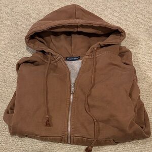 Brandy Melville Brown Hooded Zip-Up Jacket